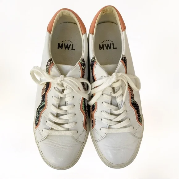 Madewell Sidewalk Low-Top Sneakers Snake Embossed Leather Wave Edition MC693 9M - Picture 2 of 9